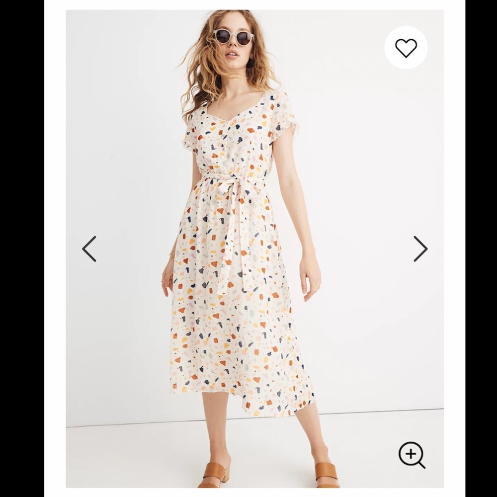 Madewell Tie-Waist Midi Dress in Terrazzo